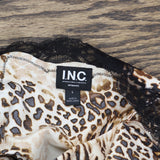 INC International Concepts Shortie Pajama Set 2-Piece Mixed Animal Brown L