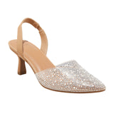 A New Day Womens Isabel Wide Width Embellished Slingback Kitten Heels Brown 8.5W