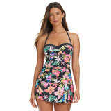 Sweet Escape Draped Skirted Swim Bottom Black Multi 10