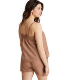 State Of Day 2-Pc. Sleeveless Pajama Set Linen Blend Natural Umber Brown M