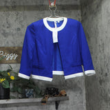 NY Collection Colorblock 2-Piece Dress and Jacket Set Sapphire Blue / White 6P