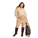 Universal Thread Womens Long Sleeve Polo Shirt 92452282 Tan Brown XXL