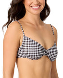 Salt + Cove Juniors Plaid Underwire Bikini Top Swim Black / White Print S