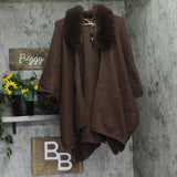 Inc International Concepts Faux Fur Trim Luxe Ruana Topper IN4642511 Brown