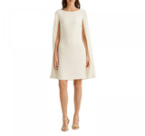 Lauren Ralph Lauren Cape Georgette Cocktail Dress 253855210006 Cream Off White 8