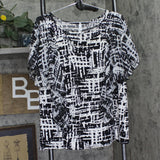 Ny Collection Chiffon Sleeve Poncho Printed Blouse Top Black Acutelines XL