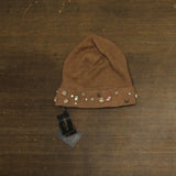 Charter Club Embellished Cashmere Beanie with Cuff Warm Praline Heather Brown