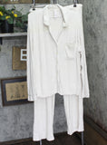 Auden Cozy Ribbed Notch Collar Shirt and Pants Pajama Set Oatmeal Off White 2XL