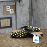 A New Day Channing Studded Slip-On Mule Flats 91636454 Jet Black / Gold 7M