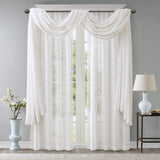 Madison Park Sheer Curtain Scarf Irina Embroidered Kitchen White 50x216