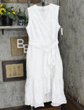 Charter Club Women's Cotton Eyelet Flounce Wrap Dress 100093988MS White 12