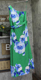 Aqua Womens One Shoulder Satin Maxi Dress STD14776BL Green / Blue M
