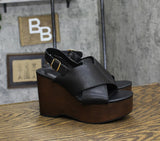 Universal Thread Womens Naomi Wood Wedge Heels 92609512 Black Multi 7M