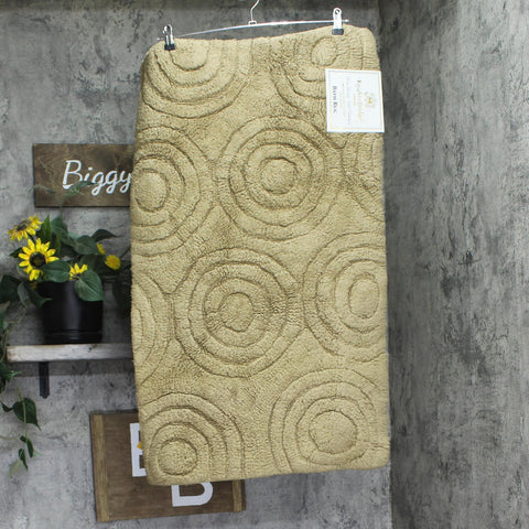 Knightsbridge 100% Plush Cotton Circles Bath Rug Mat Stone Brown 21x34