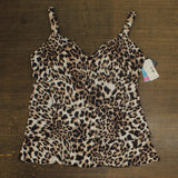 Swim Solutions Plus Size Printed Tiered Tankini Swim Top Hidden Spots Brown 18W