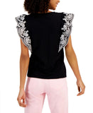 Tommy Hilfiger Womens Eyelet Flutter Sleeve Tank Top J2FH0661