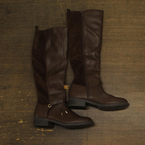 Style & Co. Verrlee Faux Leather Knee-High Riding Boots Mocha Smooth Brown 8.5M