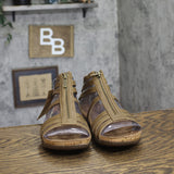 Bearpaw Layla II Gladiator Microsuede Floral Cork Open Toe Sandals Brown 9W