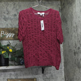 DKNY Womens Superfine Textured Lightweight Top P52SAW83 Beet Red XL