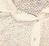 PQ Button Up Half Sleeve Cover Up Ivory Off White / Gold Shimmer
