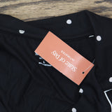 State Of Day Womens Fluid Knit Notched Pajama Set Deep Black Polka Dot L