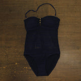 Lauren By Ralph Lauren Crochet Strapless One Piece Swimsuit Bright Indigo Blue 6