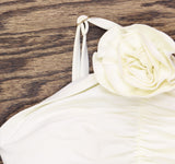 Kate Spade New York Rosette Highneck One-Piece Swimsuit Ivory Off White XS