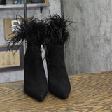 Michael Michael Kors Womens Whitby Feather Trim Pointed Toe Booties Black 6M