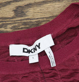 DKNY Textured Ruched Superfine Texture Top P52SAW83 Beet Red L