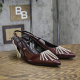 A New Day Serafina Rhinestone Slingback Heels 94661789 Burgundy Red 11M