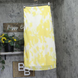 Calvin Klein Womens Side Slit Woven Lined Straight Skirt Yellow / White / Pink S