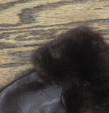 Catherine Malandrino Faux Leather Faux Fur Winter Fleece Gloves Brown
