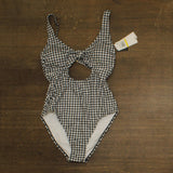 Salt + Cove Juniors Cutout Plaid One-Piece Swimsuit Black / White Print M
