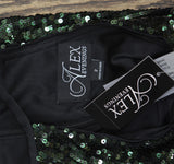 Alex Evenings Neck Front Slit Sleeveless Dress Gown Black / Emerald Green 2