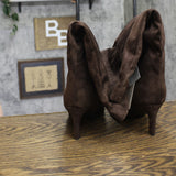 A New Day Justice Faux Suede Heeled Boots with Side Zip 94568890 Brown 7.5M