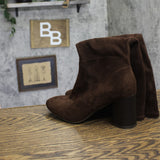 Style & Co. Brysonn Round Toe Boots Block Heel Faux Suede Dark Roast Brown 7.5M