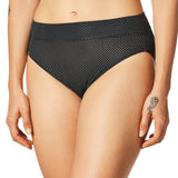 Warner's No Pinching. No Problems. Hi-Cut Brief Panty Black / White Pindot S