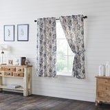 Vhc  Panels Dorset Floral Farmhouse Set of 2 Window Curtain Navy Blue 63"x36"