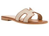 Steve Madden Womens Hadyn H-Band Sandals Slip On Natural / Cognac Check Brown 9M