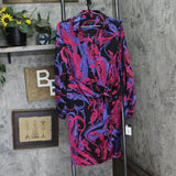 Tahari ASL Womens Printed Faux-Wrap Dress DEM643-T4 Black Cobalt 12