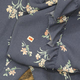 LC Lauren Conrad Ruffle Front V-Neck Long Sleeve Blouse Shirt Top Blue Floral M