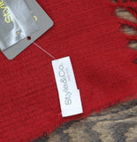 Style & Co. Womens Solid Patchwork Weave Fringe Scarf SC9542502 Red