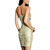 Guess Womens Sleeveless Strapless Solane Gilded Bodycon Mini Dress Gold Multi 12