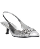 INC International Concepts Womens Capeka Slingback Pumps Silver Crinkle Gray 8M