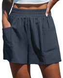 Cupshe Womens Elastic Waist Loose Leg Shorts Navy Blue S