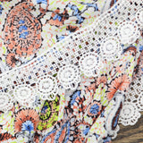 Socialite Womens Woven Lace Trim Tiered Romper 166f92a86af35d Off White Multi S