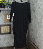 Isabel Maternity 3/4 Sleeve Ribbed T-Shirt Dress 00559309 Black XS