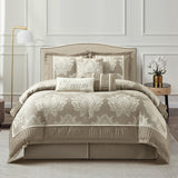 Stratford Park Therese 7-Piece Damask Comforter Set Beige Brown King