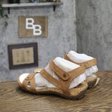 Bearpaw Solana Faux Leather Hook Loop Closure Strappy Sandals Hickory Brown 8M