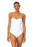 Anne Cole Womens Twist Front Shirred One Piece Swimsuit MYMO00501 White 10